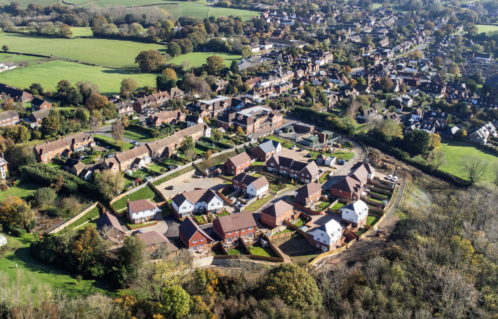 Aerial view of Fernham Homes Development